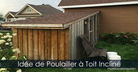 Modèle de Poulailler Urbain à toit Incliné avec pondoir et volière - Modèle de poulailler adossé en bois - Plan de poulailler adossé