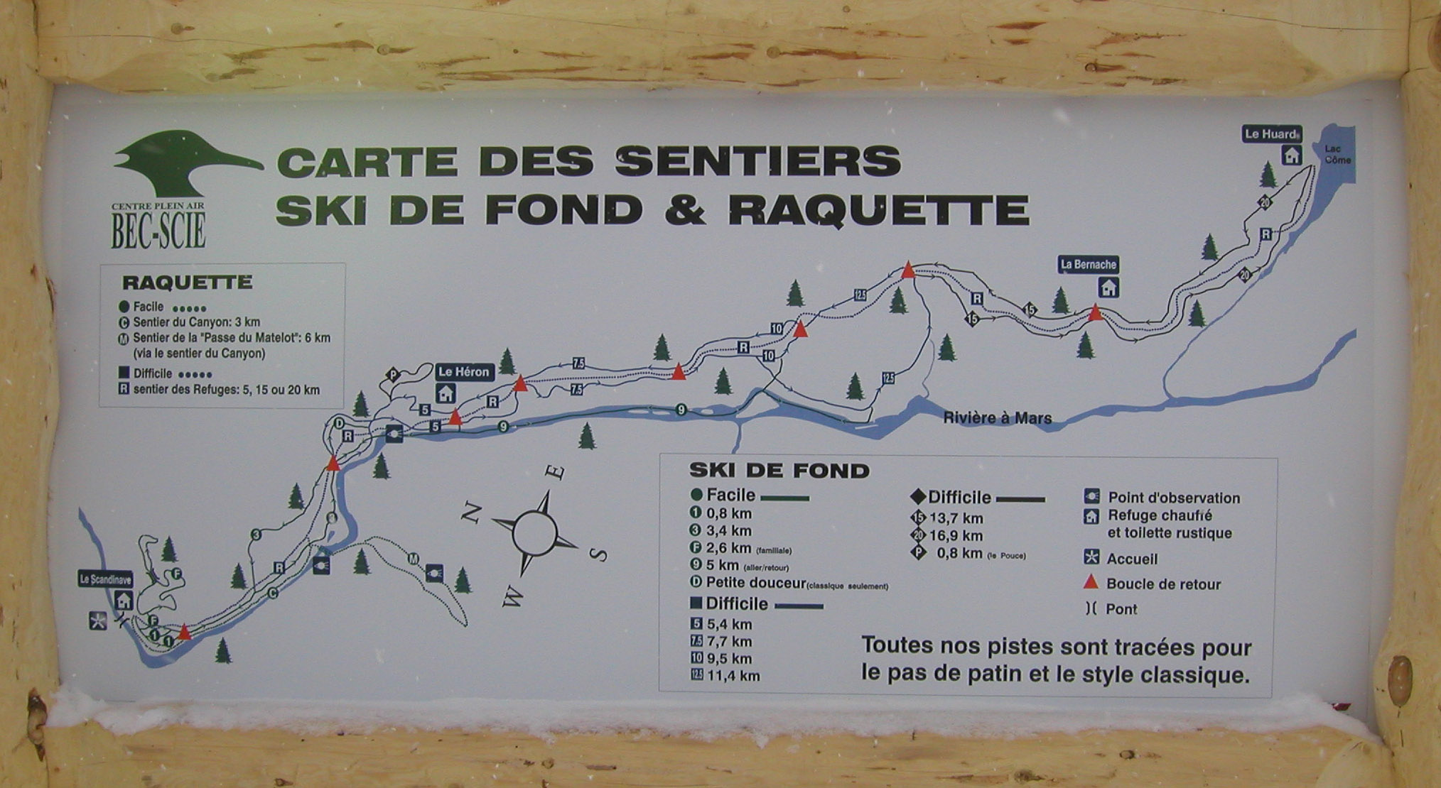 Centre Plein air Bec-Scie Carte des sentiers